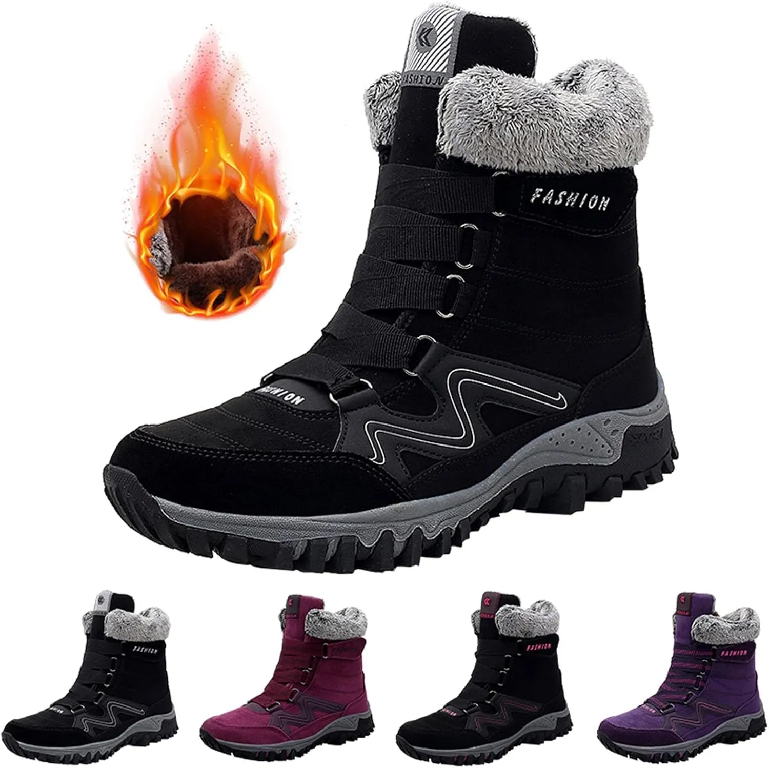 Wide Width Snow Boots for Women Zipper Boots For Women Snow Boots aterproof Women Snow Boots