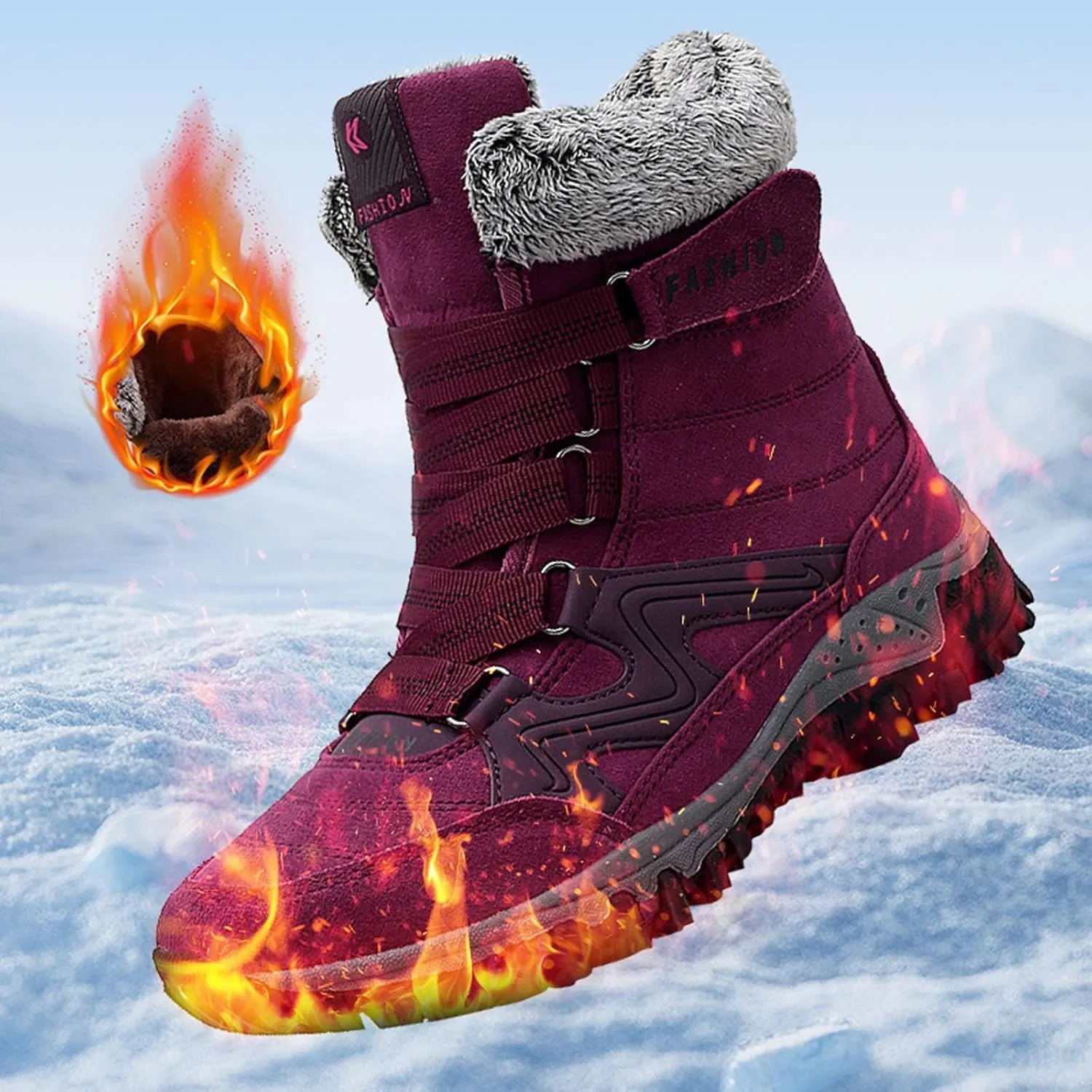 Wide Width Snow Boots for Women Zipper Boots For Women Snow Boots aterproof Women Snow Boots