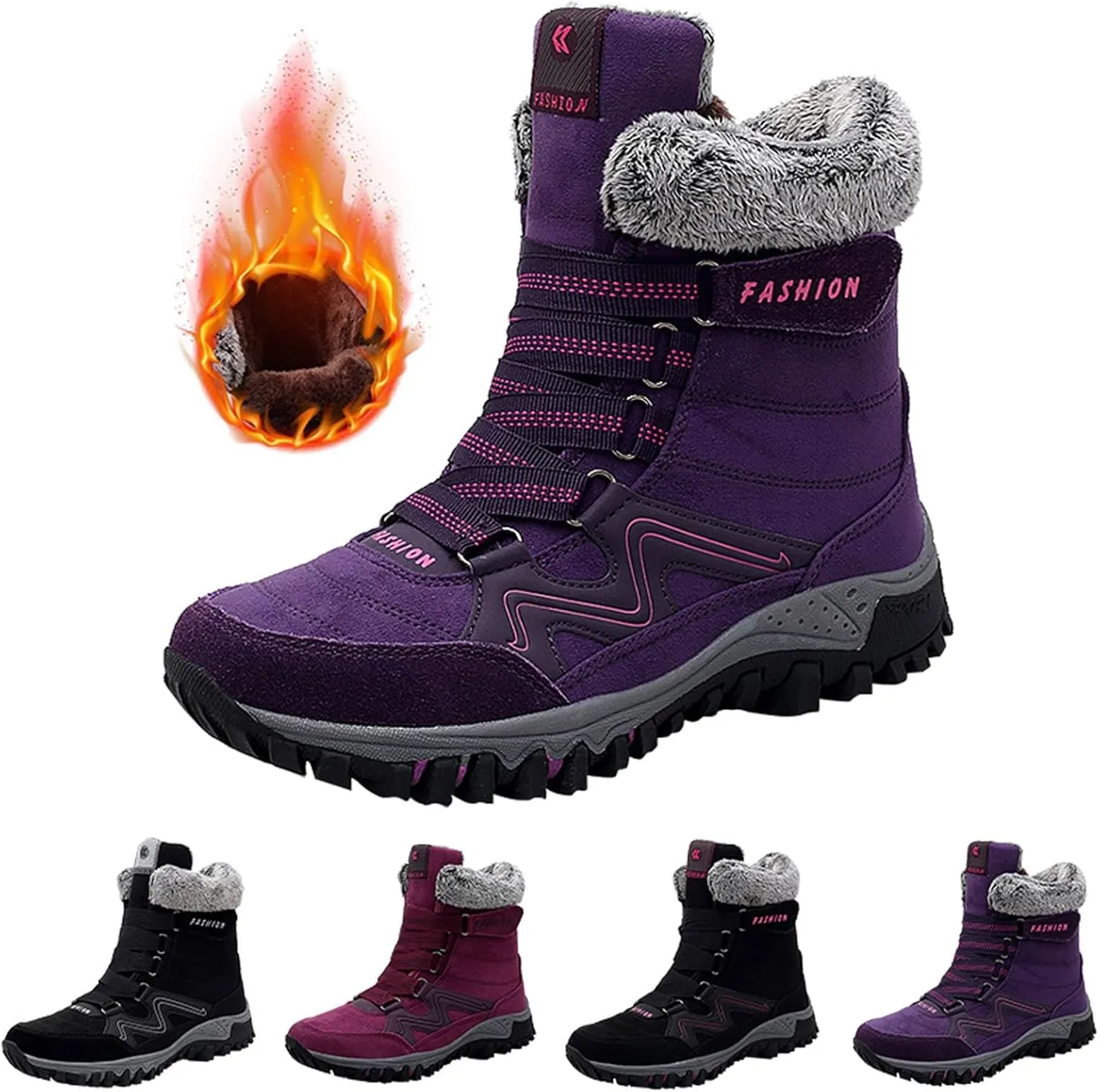 Wide Width Snow Boots for Women Zipper Boots For Women Snow Boots aterproof Women Snow Boots