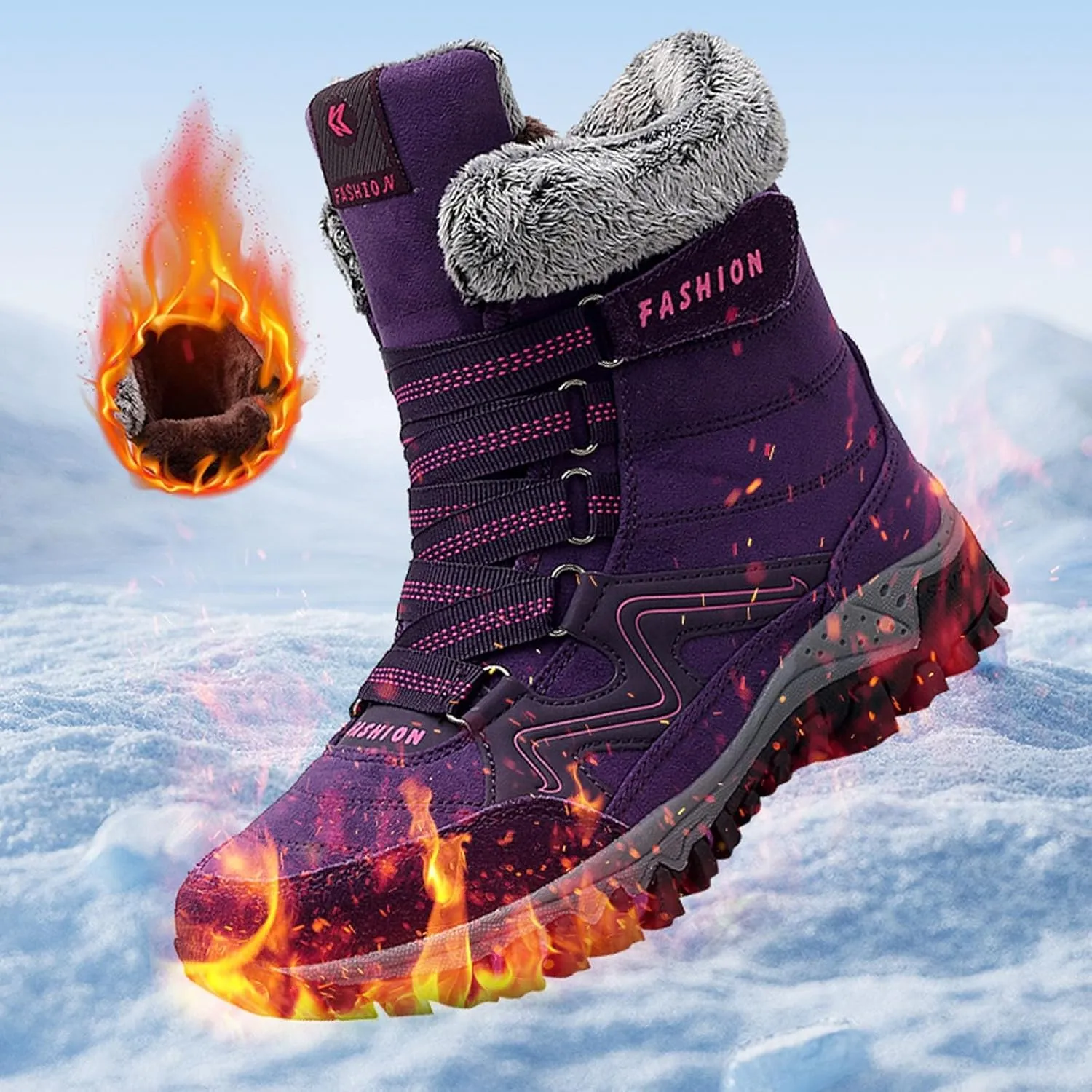 Wide Width Snow Boots for Women Zipper Boots For Women Snow Boots aterproof Women Snow Boots