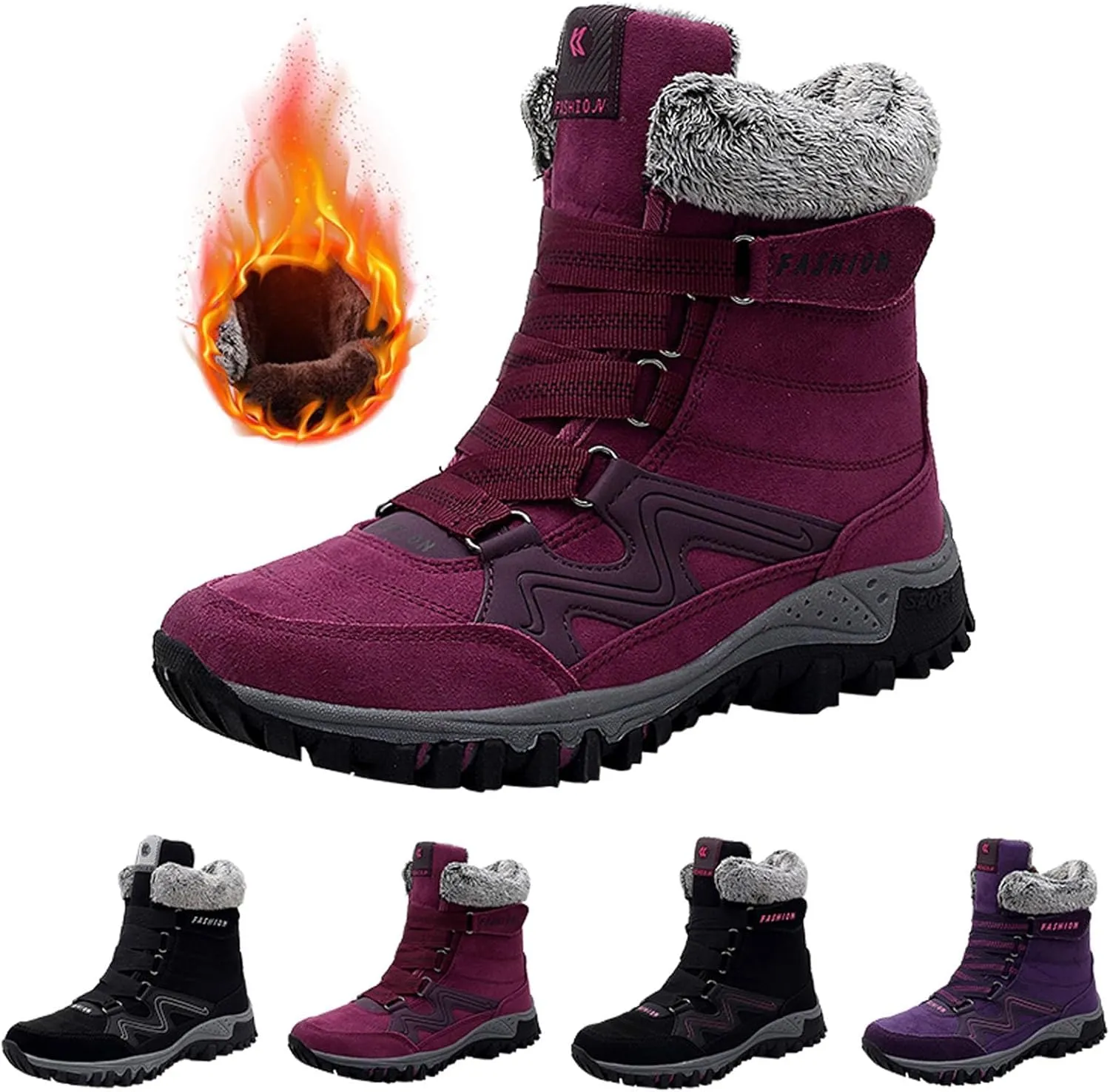 Wide Width Snow Boots for Women Zipper Boots For Women Snow Boots aterproof Women Snow Boots
