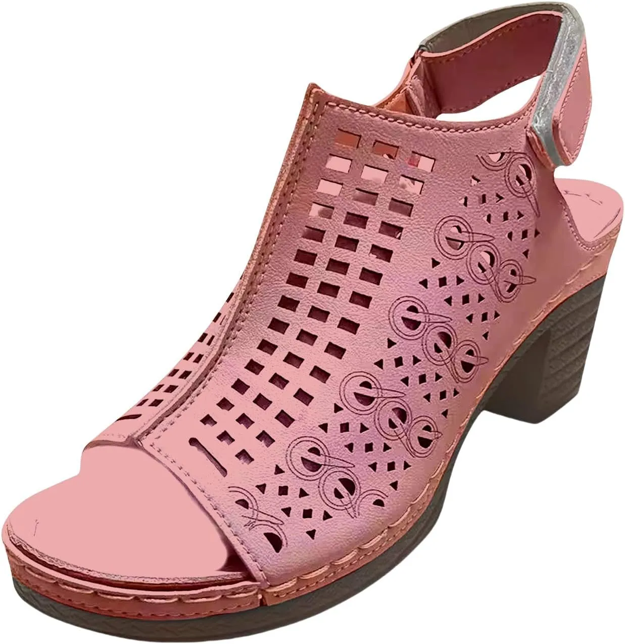 Women's Ankle Strap Heels Open Toe High Heel Chunky Sandals Boots Cutout Dress Shoes Strappy Sandals