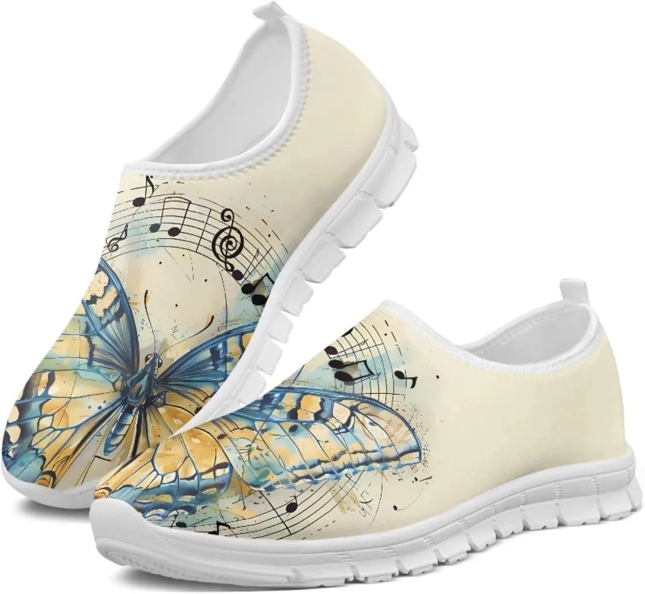 Women's Art Pattern Slip-On Sneakers Casual Low-Top Flat Dress Shoes Lightweight Soft Shoes Non-Slip Workout Holiday Shoes US Size 5.5-11.5
