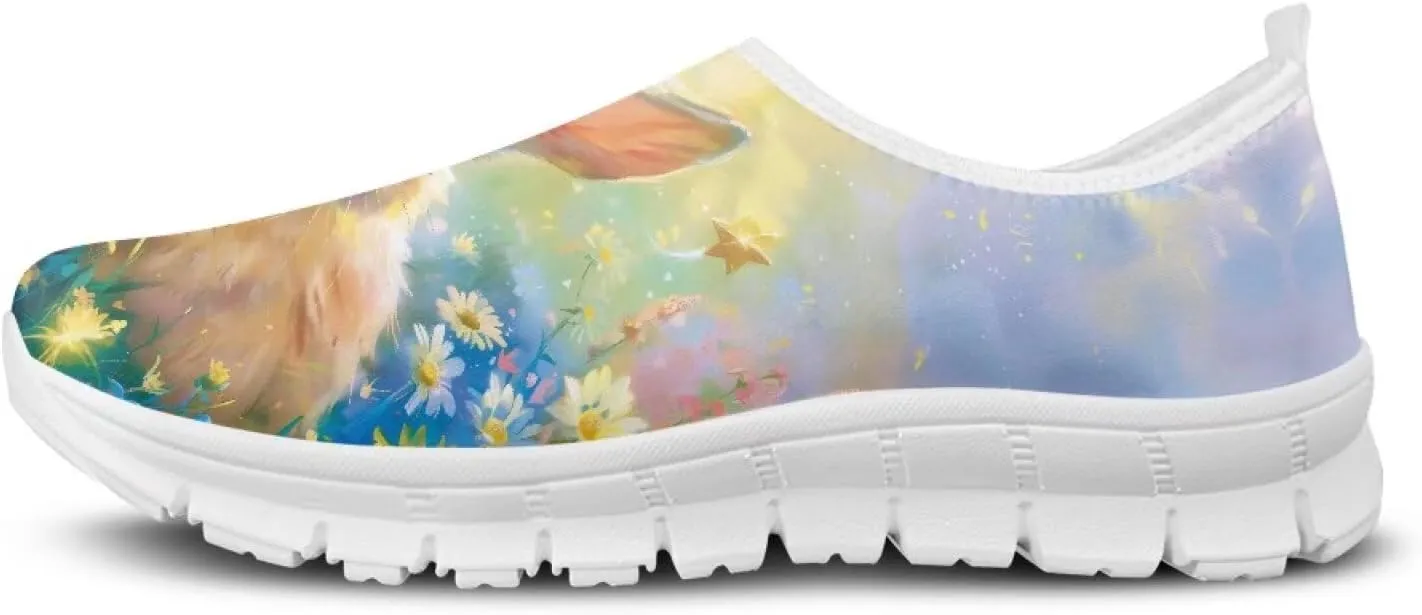 Women's Art Pattern Slip-On Sneakers Casual Low-Top Flat Dress Shoes Lightweight Soft Shoes Non-Slip Workout Holiday Shoes US Size 5.5-11.5