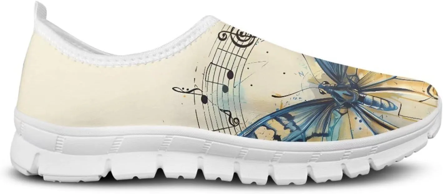 Women's Art Pattern Slip-On Sneakers Casual Low-Top Flat Dress Shoes Lightweight Soft Shoes Non-Slip Workout Holiday Shoes US Size 5.5-11.5