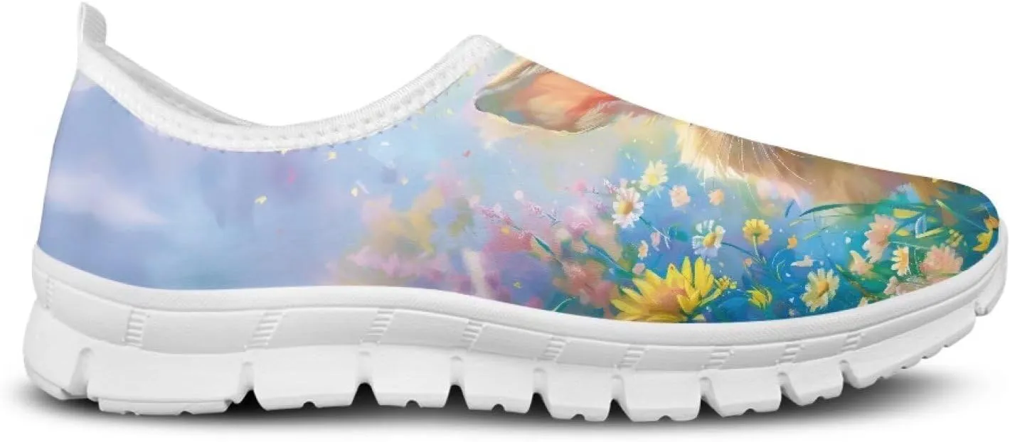 Women's Art Pattern Slip-On Sneakers Casual Low-Top Flat Dress Shoes Lightweight Soft Shoes Non-Slip Workout Holiday Shoes US Size 5.5-11.5