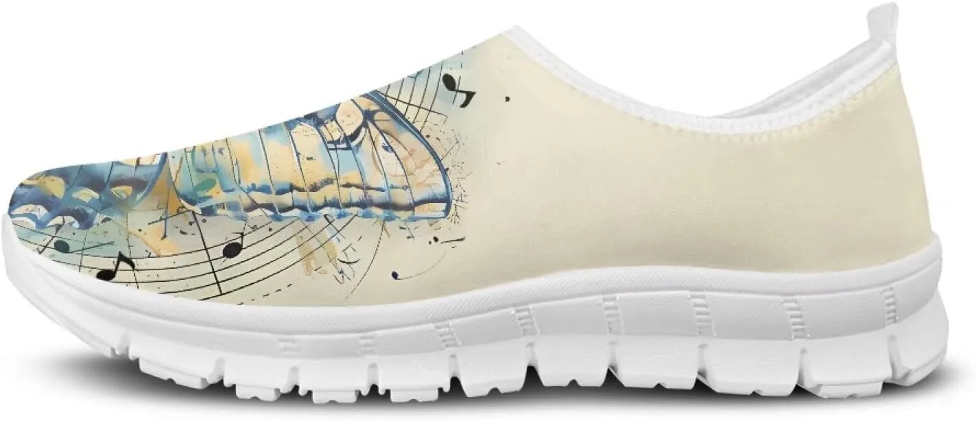 Women's Art Pattern Slip-On Sneakers Casual Low-Top Flat Dress Shoes Lightweight Soft Shoes Non-Slip Workout Holiday Shoes US Size 5.5-11.5