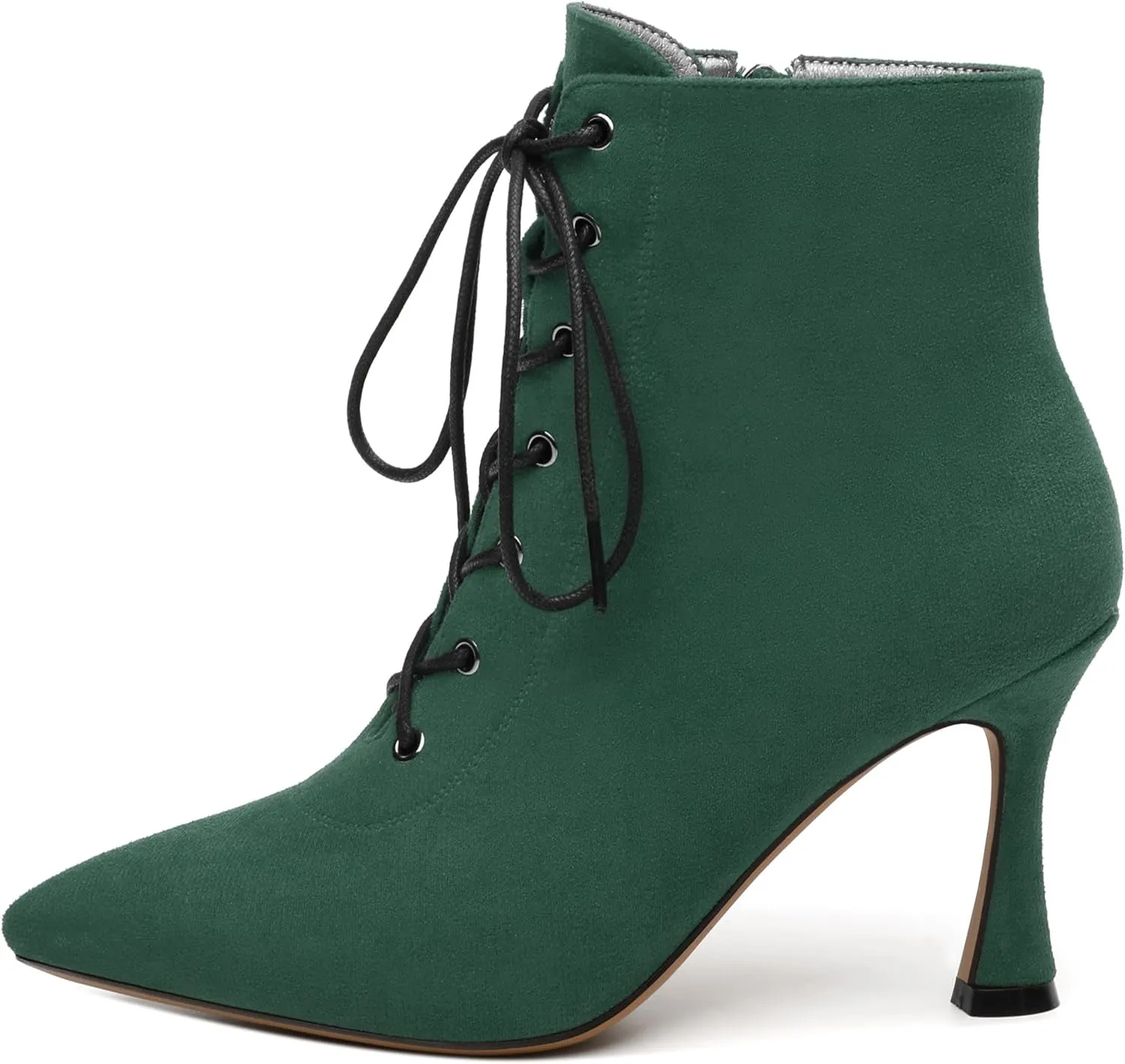 Womens Boots, Lace Up Pointed Toe Ankle High Boots, High Heel Side Zippers Ankle Bootie, Fashion Ankle Boot for Party Working Daily