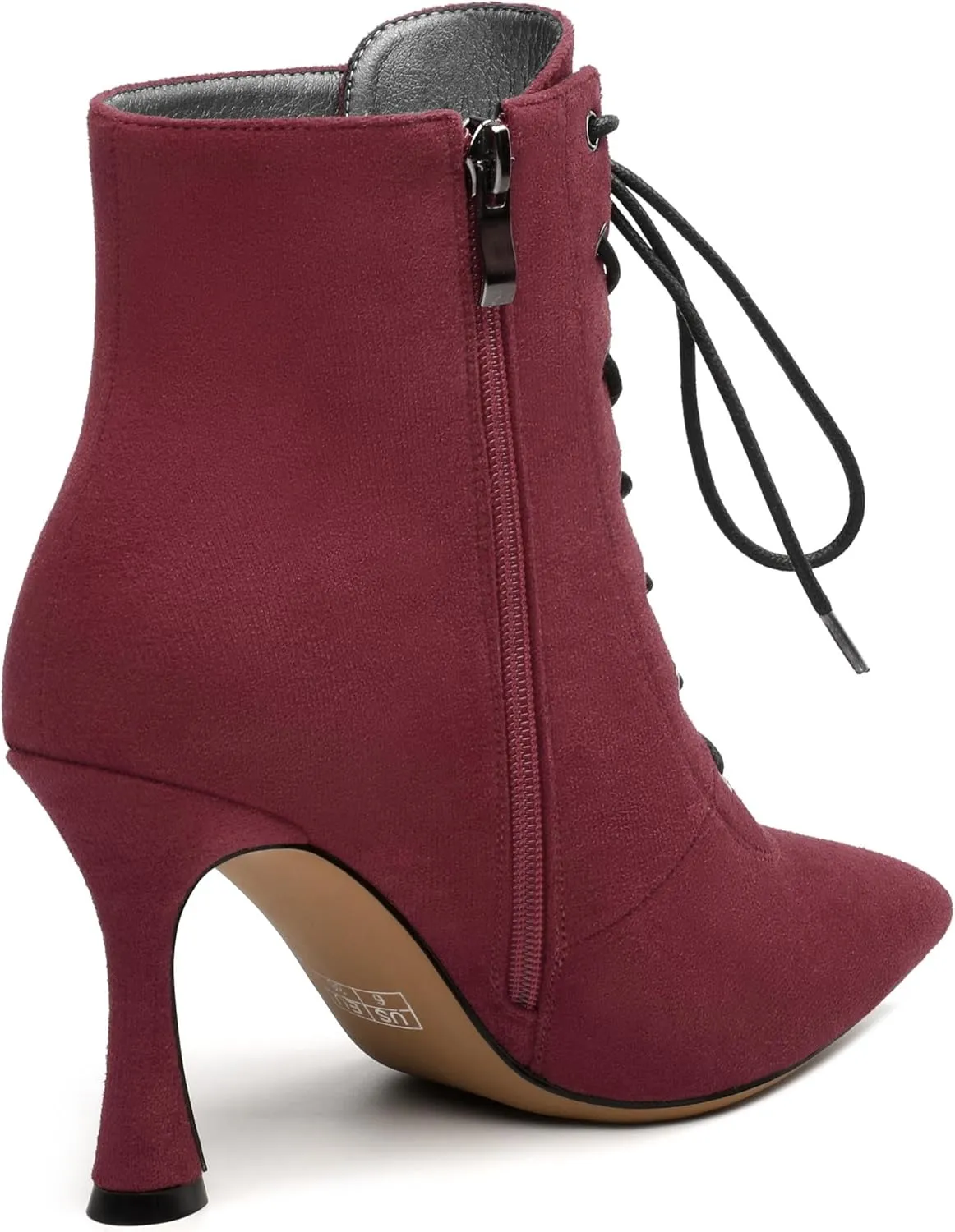 Womens Boots, Lace Up Pointed Toe Ankle High Boots, High Heel Side Zippers Ankle Bootie, Fashion Ankle Boot for Party Working Daily