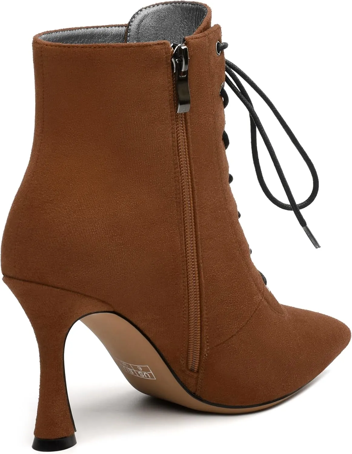 Womens Boots, Lace Up Pointed Toe Ankle High Boots, High Heel Side Zippers Ankle Bootie, Fashion Ankle Boot for Party Working Daily
