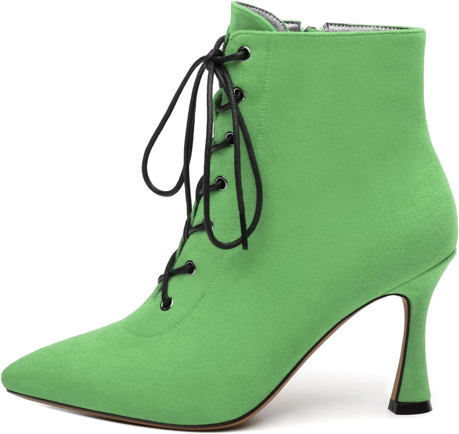 Womens Boots, Lace Up Pointed Toe Ankle High Boots, High Heel Side Zippers Ankle Bootie, Fashion Ankle Boot for Party Working Daily