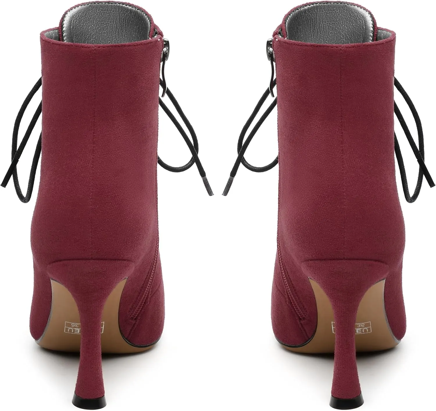 Womens Boots, Lace Up Pointed Toe Ankle High Boots, High Heel Side Zippers Ankle Bootie, Fashion Ankle Boot for Party Working Daily