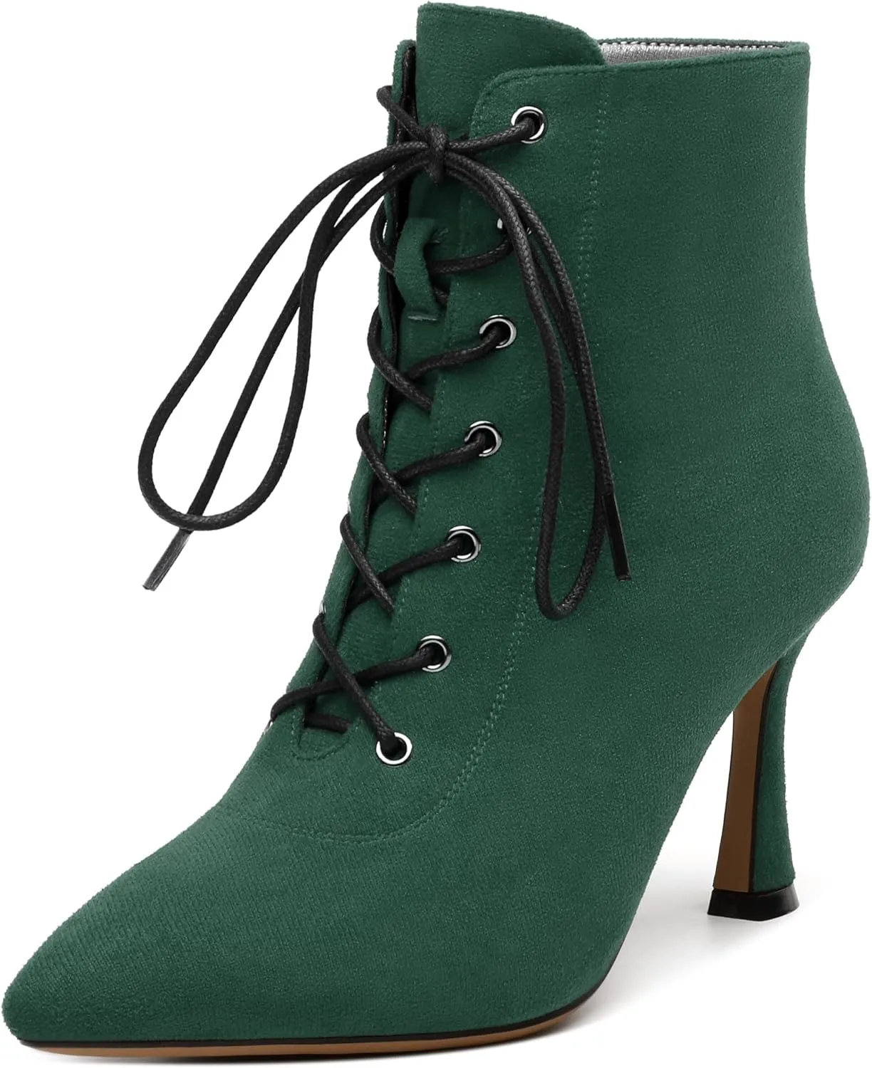 Womens Boots, Lace Up Pointed Toe Ankle High Boots, High Heel Side Zippers Ankle Bootie, Fashion Ankle Boot for Party Working Daily