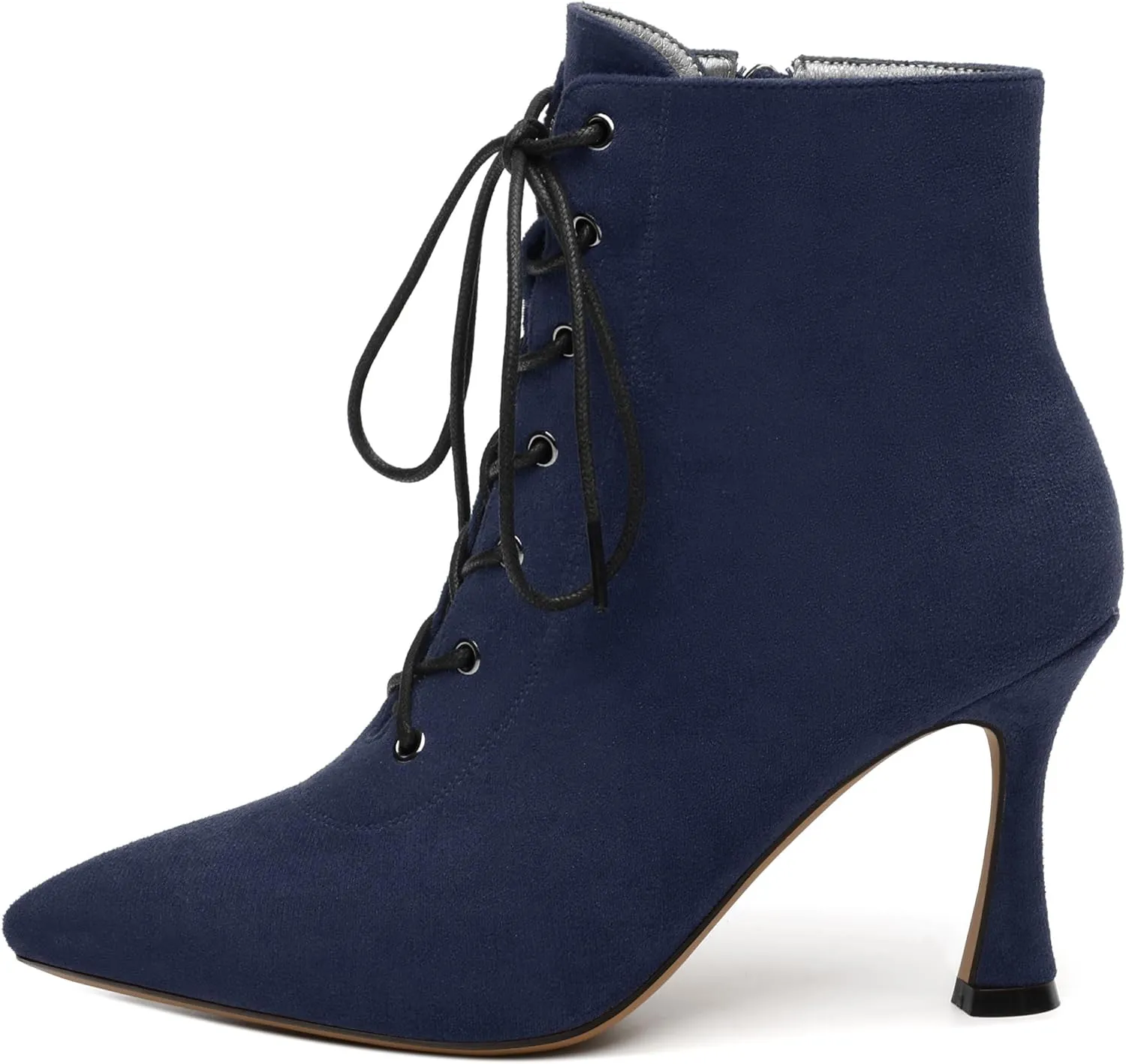Womens Boots, Lace Up Pointed Toe Ankle High Boots, High Heel Side Zippers Ankle Bootie, Fashion Ankle Boot for Party Working Daily