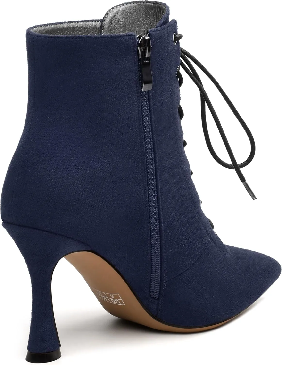 Womens Boots, Lace Up Pointed Toe Ankle High Boots, High Heel Side Zippers Ankle Bootie, Fashion Ankle Boot for Party Working Daily