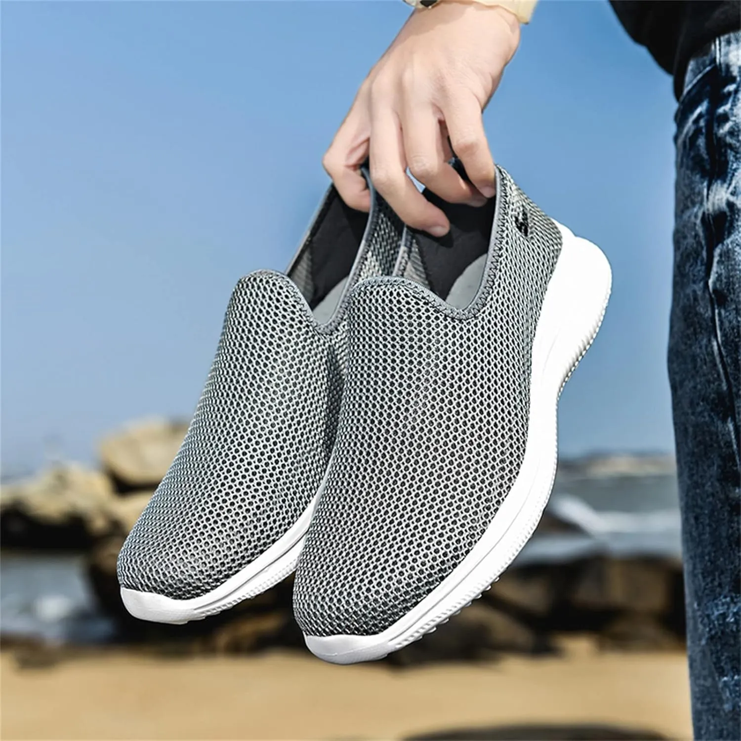 Women's Fashion Sneaker Mesh Slip On Black Non Slip Shoes for Women Comfortable Women Shoes Casual Walking Loafers Women Comfort Women Casual Sneakers