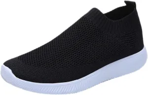 Women's Fashion Sneaker Mesh Slip On Black Non Slip Shoes for Women Comfortable Women's Walking Shoes with Arch Support Flat Loafers Safety Toe Sneakers Men