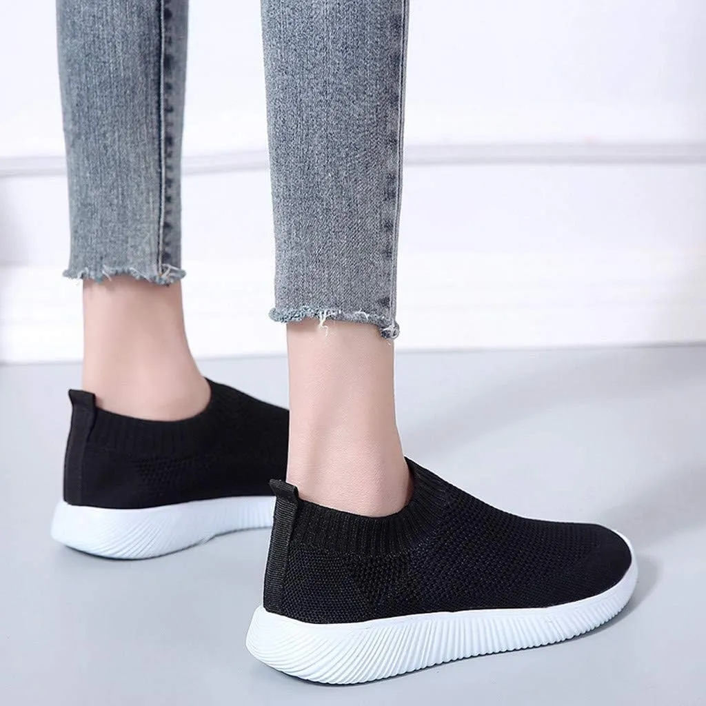 Women's Fashion Sneaker Mesh Slip On Black Non Slip Shoes for Women Comfortable Women's Walking Shoes with Arch Support Flat Loafers Safety Toe Sneakers Men