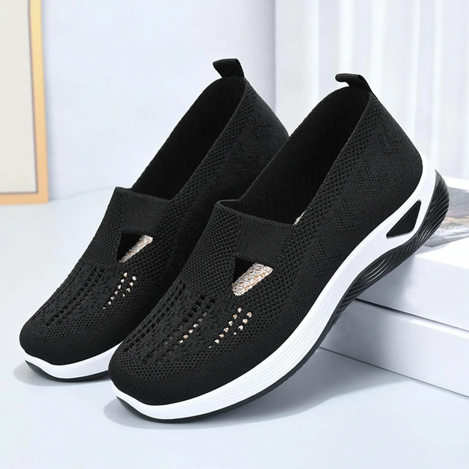 Womens Orthopedic Comfortable Loafers Slip On Walking Shoes with Arch Support Casual Sneakers Plantar Fasciitis Relief Foot Heel Pain Diabetic Feet