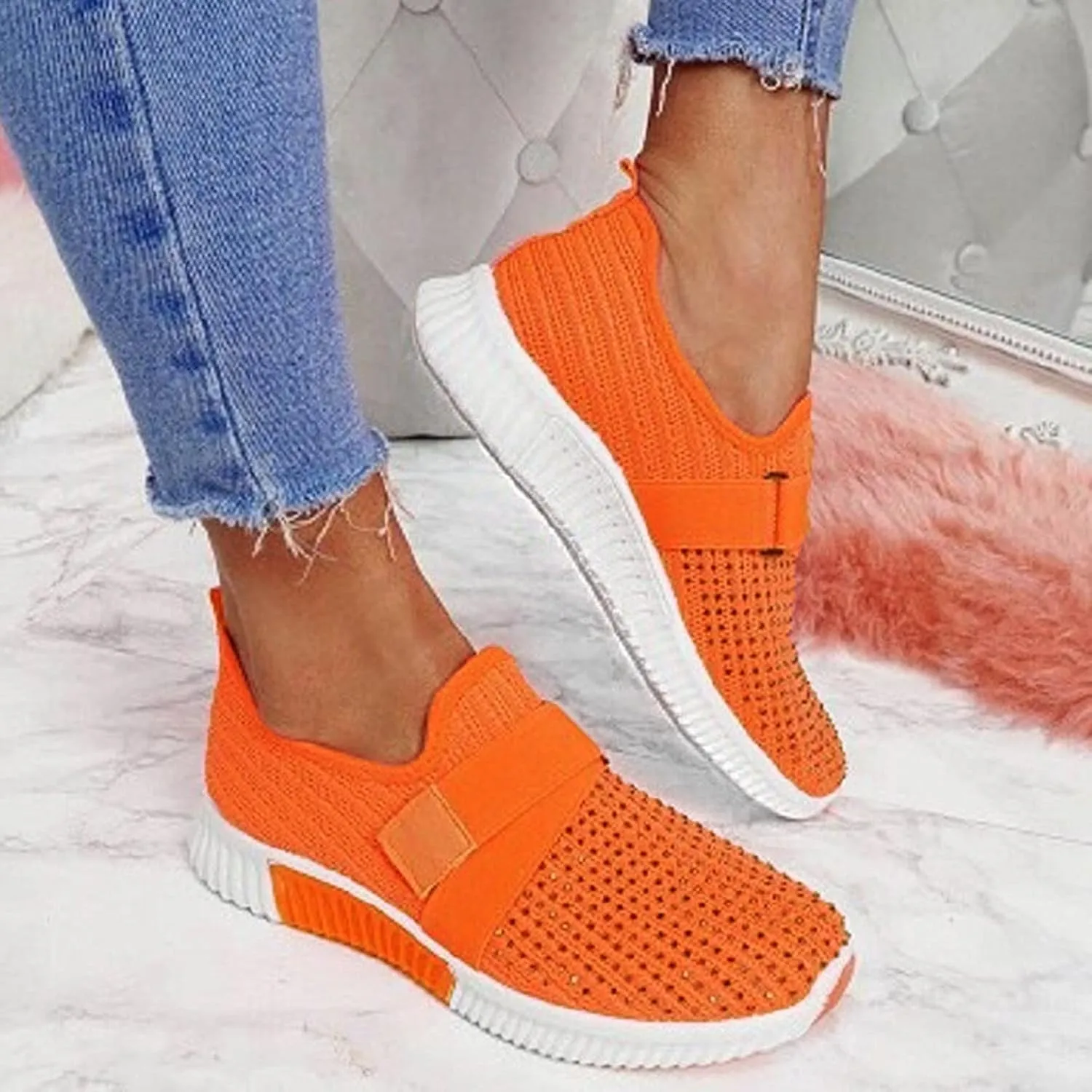 Womens Orthopedic Diabetic Walking Shoes Slip On Sneakers with Arch Support Comfortable Casual Loafers Plantar Fasciitis Foot Pain Relief