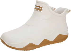 Womens Rain Boots Wide Width Slip On Barefoot Shoes Mens Rain Boots Non-Slip Rubber Waterproof Fishing Shoes