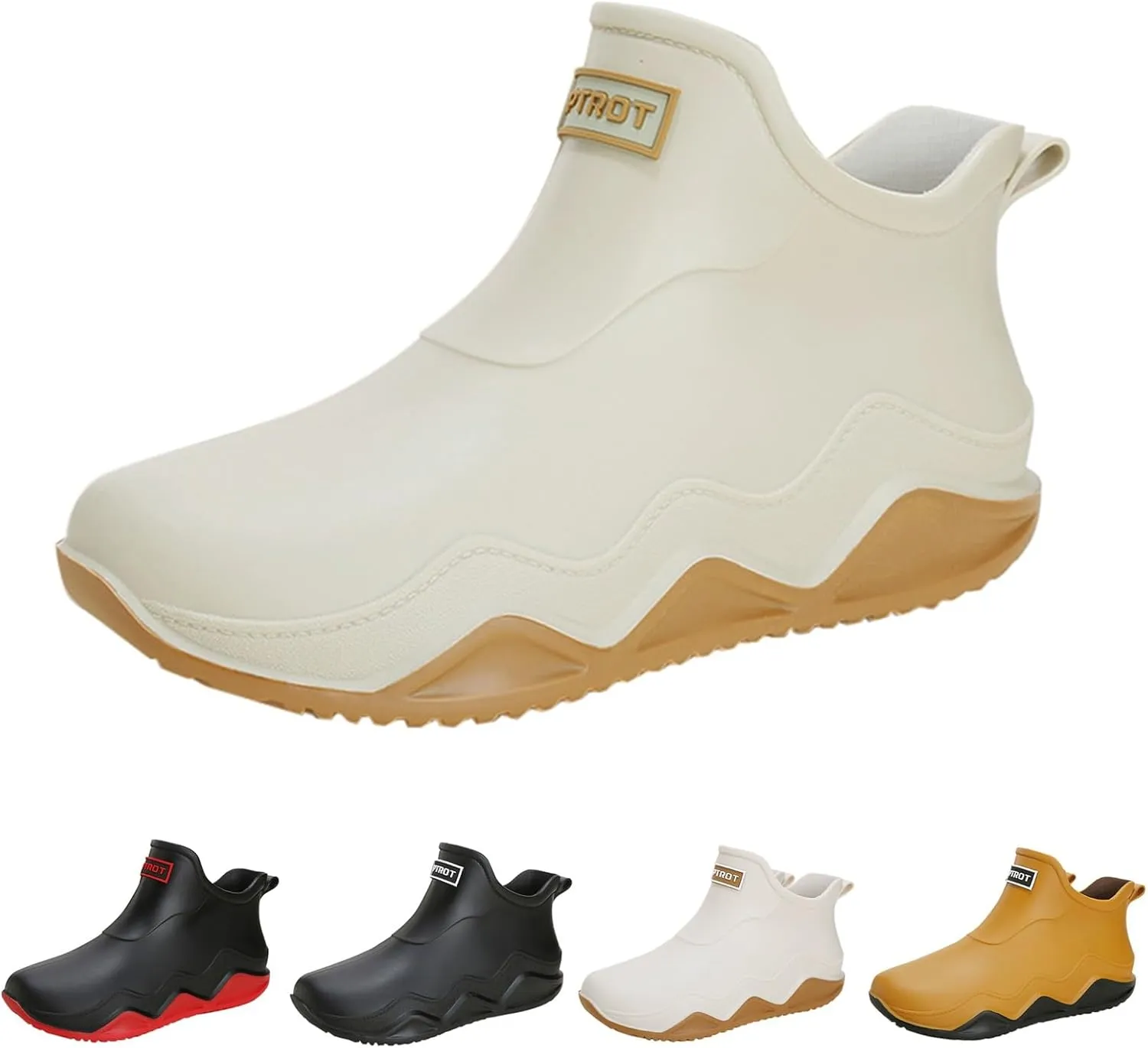 Womens Rain Boots Wide Width Slip On Barefoot Shoes Mens Rain Boots Non-Slip Rubber Waterproof Fishing Shoes