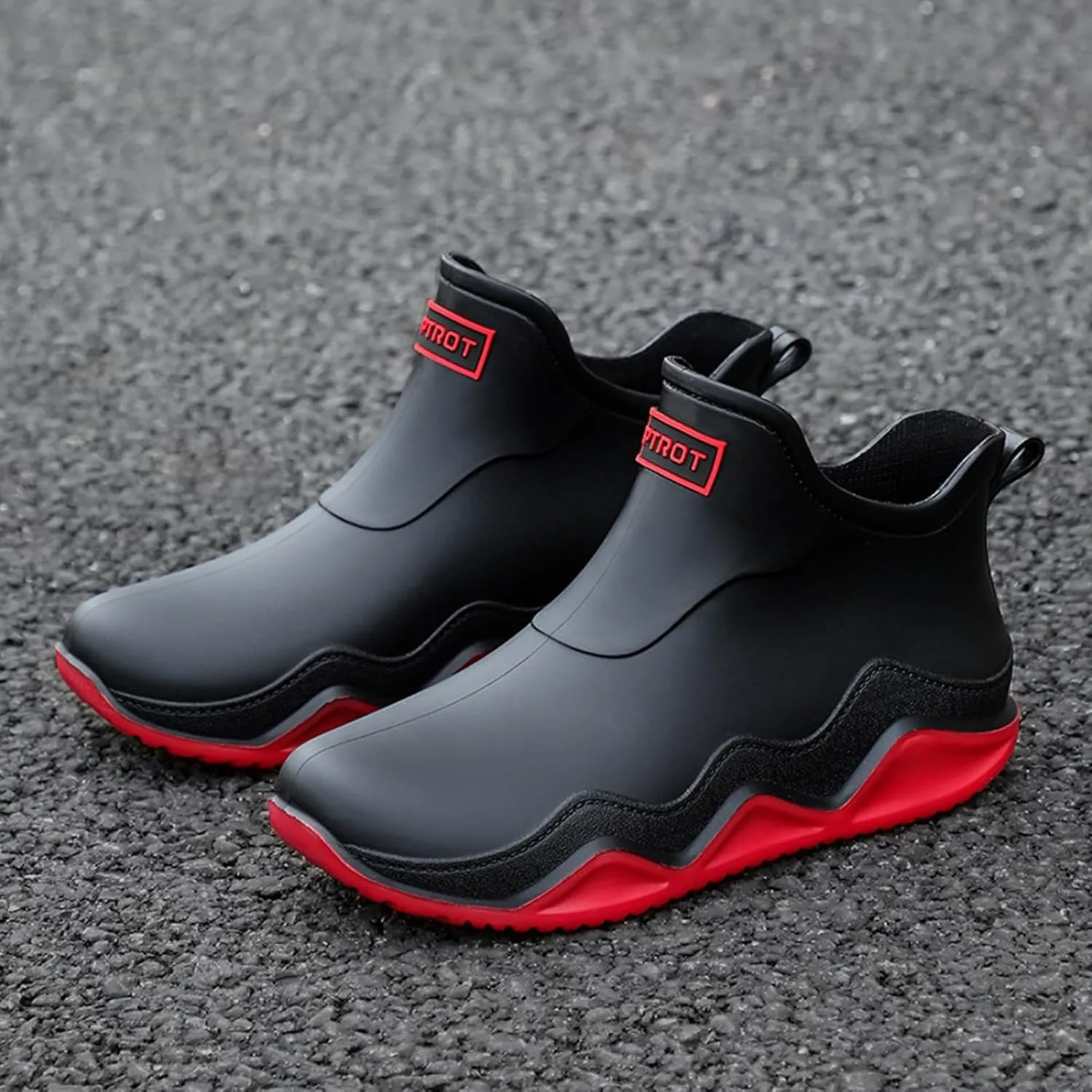 Womens Rain Boots Wide Width Slip On Barefoot Shoes Mens Rain Boots Non-Slip Rubber Waterproof Fishing Shoes