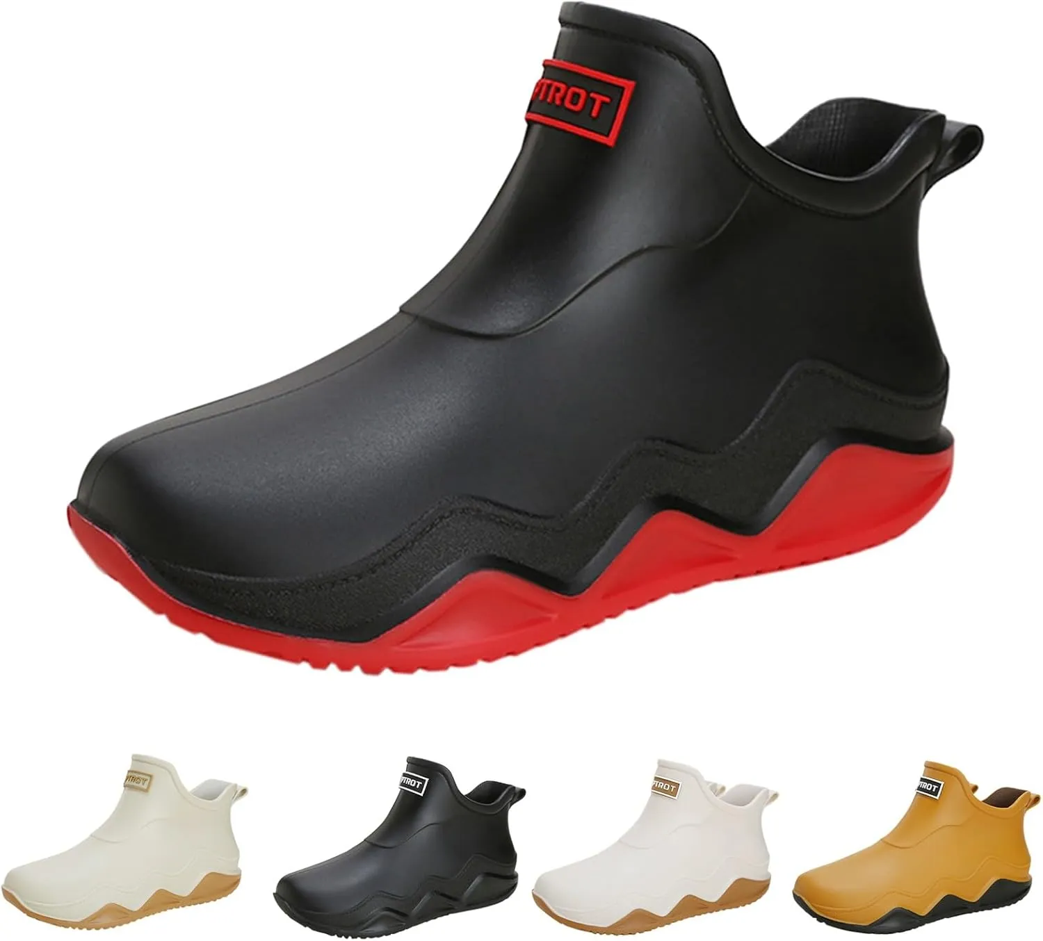 Womens Rain Boots Wide Width Slip On Barefoot Shoes Mens Rain Boots Non-Slip Rubber Waterproof Fishing Shoes