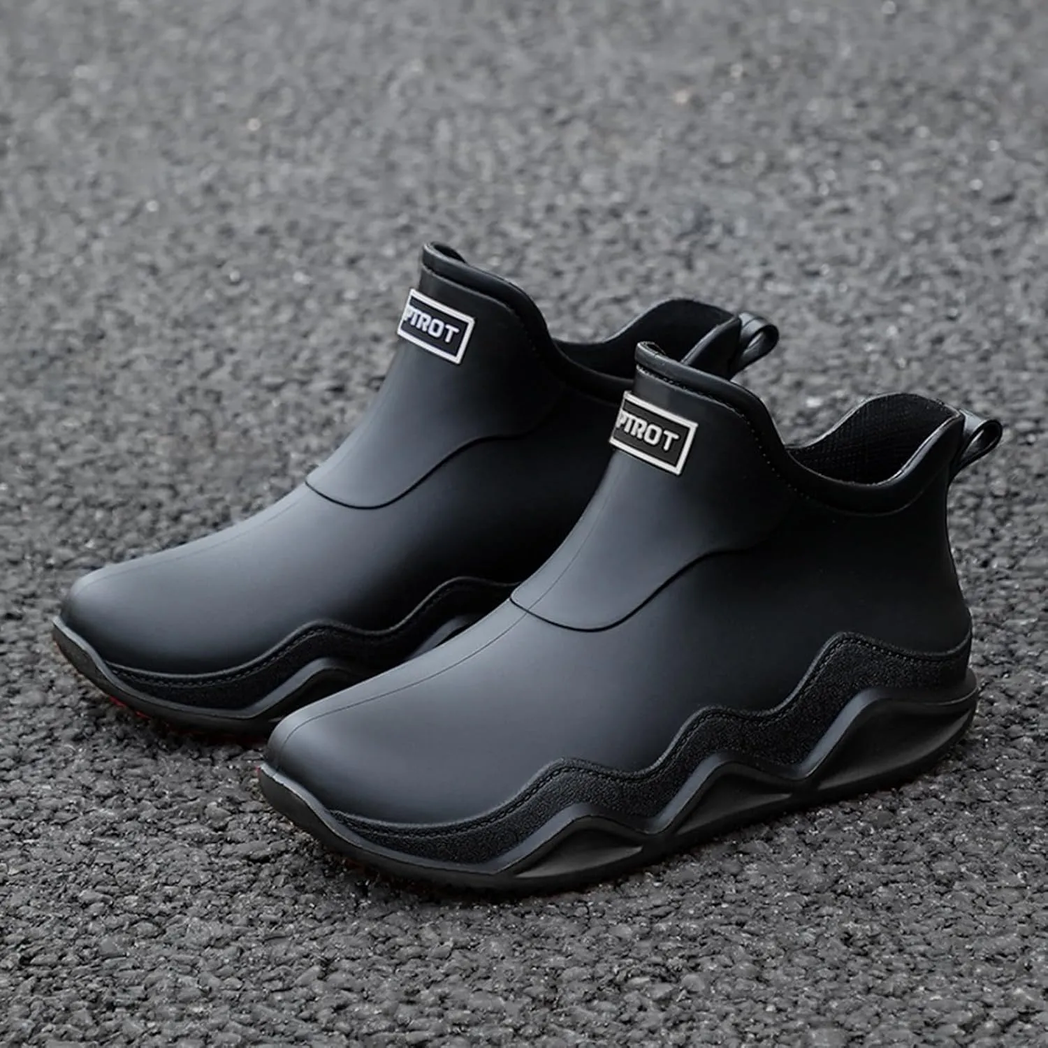 Womens Rain Boots Wide Width Slip On Barefoot Shoes Mens Rain Boots Non-Slip Rubber Waterproof Fishing Shoes