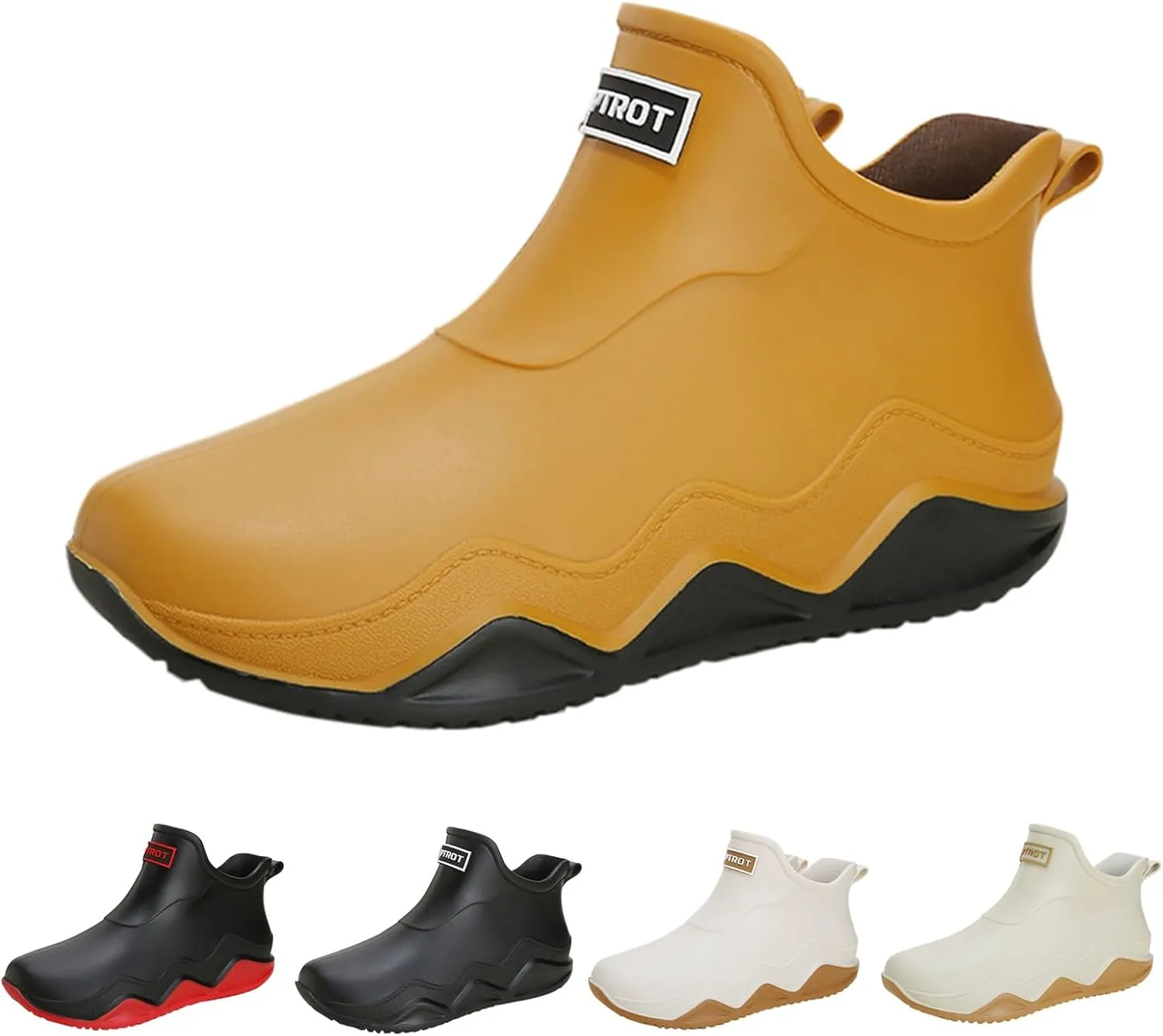 Womens Rain Boots Wide Width Slip On Barefoot Shoes Mens Rain Boots Non-Slip Rubber Waterproof Fishing Shoes
