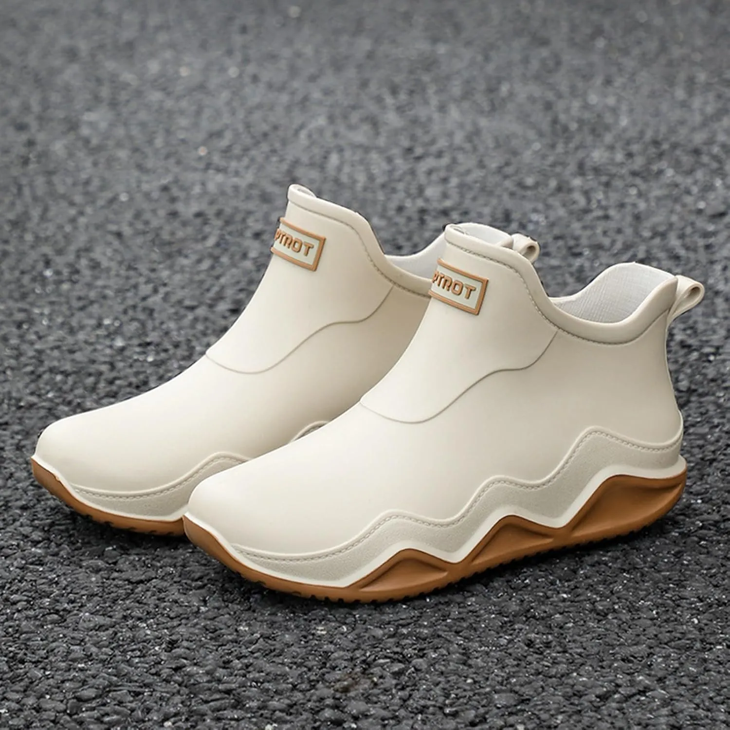 Womens Rain Boots Wide Width Slip On Barefoot Shoes Mens Rain Boots Non-Slip Rubber Waterproof Fishing Shoes