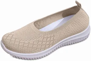 Women's Slip On Comfy Walking Shoes,Lightweight Breathe Mesh Orthotic Cushion Softsole Nursing Sneakers Flip Flops
