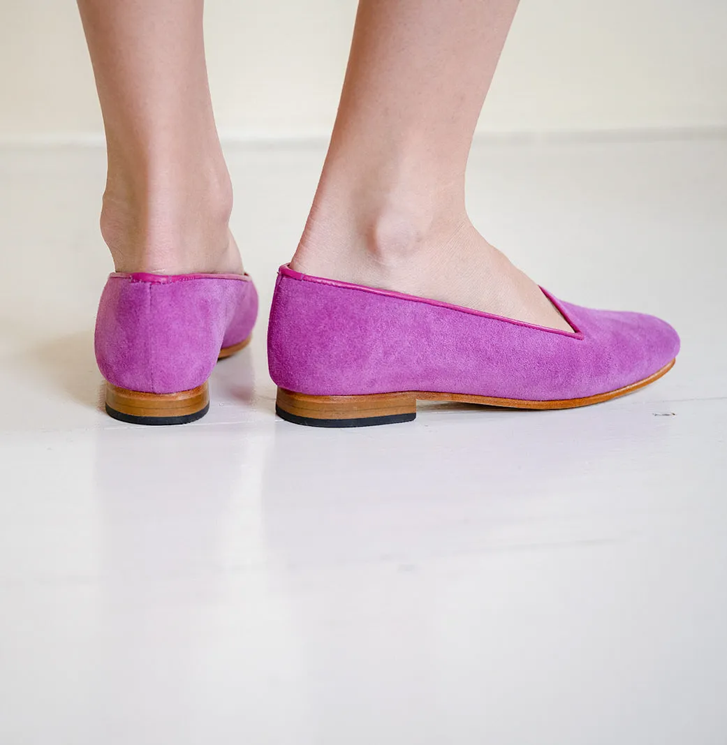 Women's Suede Loafers, Fuschia