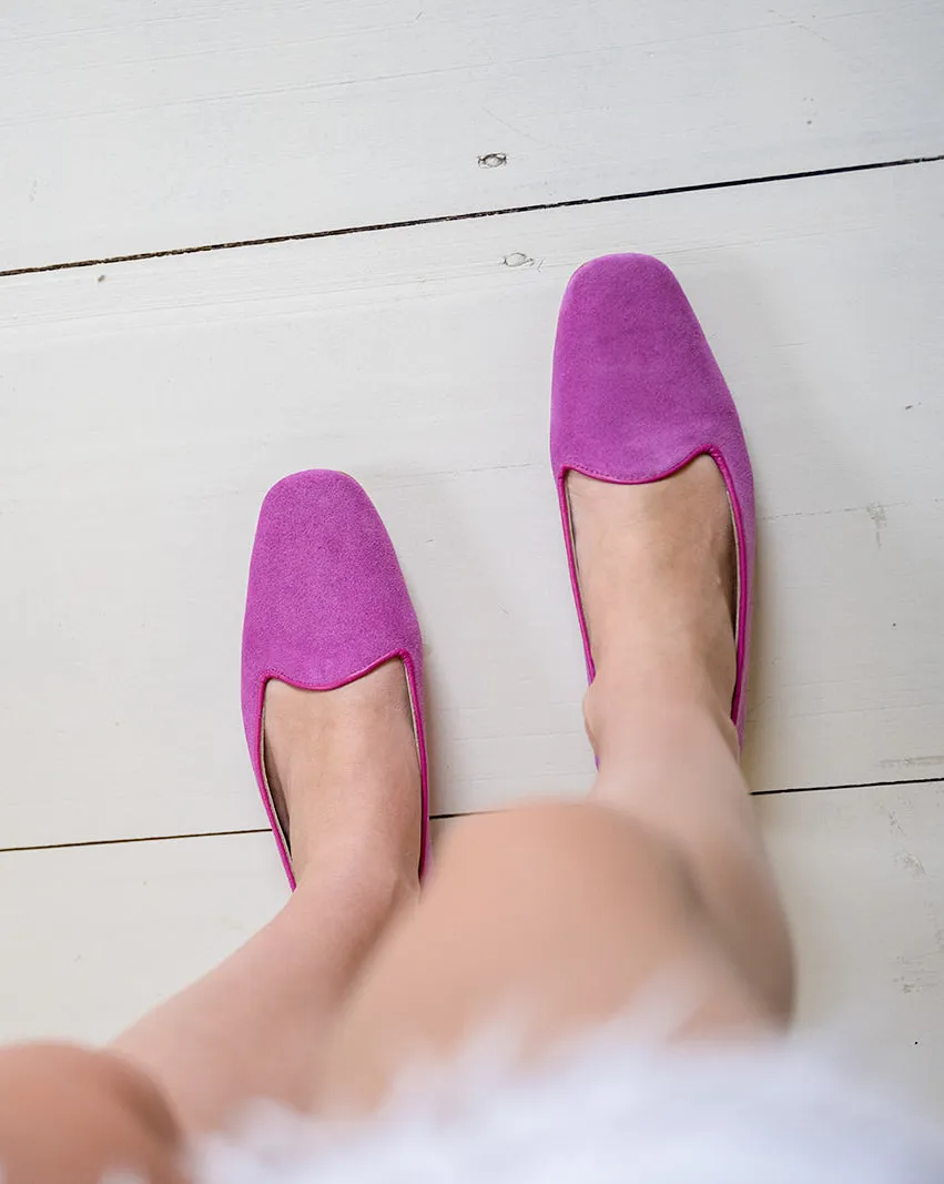 Women's Suede Loafers, Fuschia