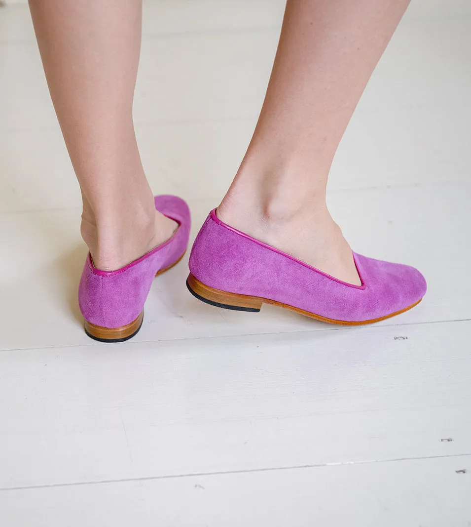 Women's Suede Loafers, Fuschia