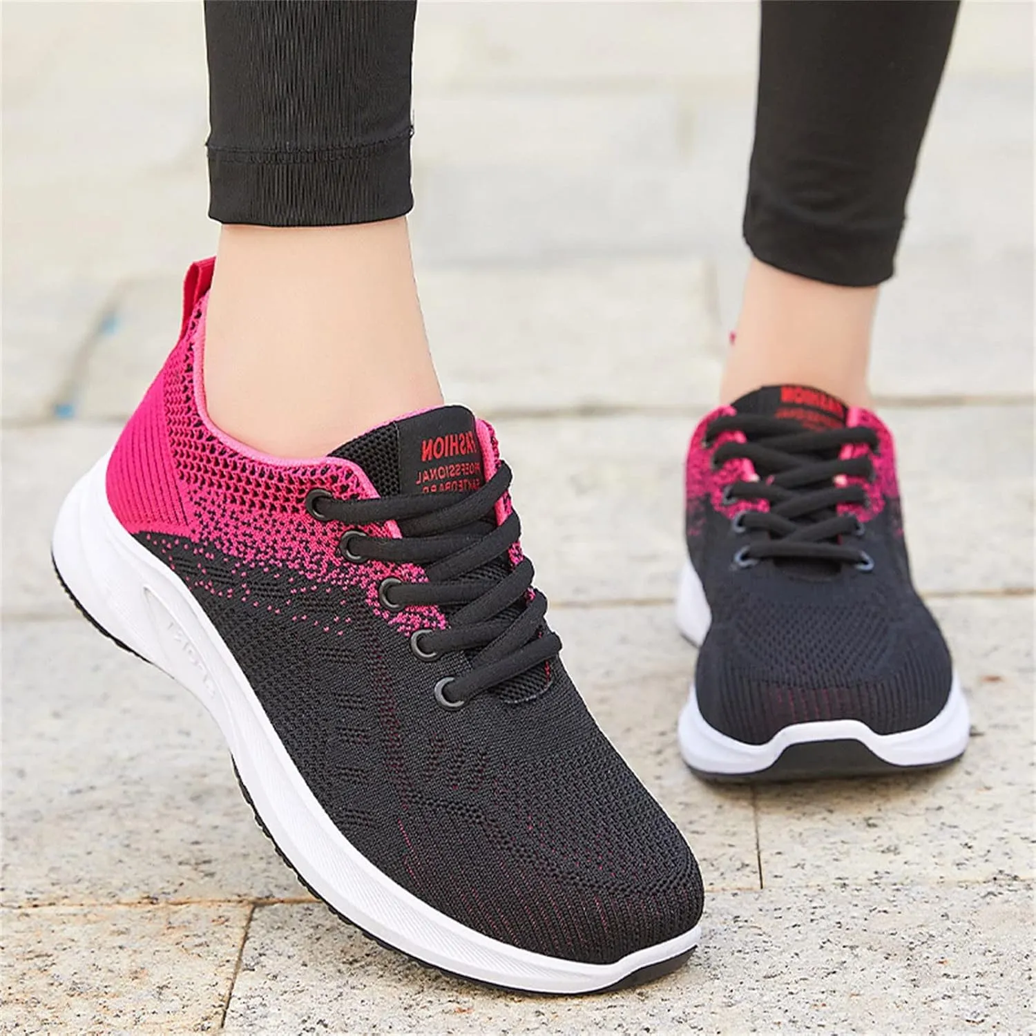 Womens Walking Shoes Lace Up Lightweight Memory Foam Cheer Non Slip Work Shoes Women Walking Shoes Casual Waterproof Sneakers Black Tennis Shoe Cross Trainer Shoe