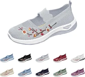 Women's Woven Orthopedic Shoes Breathable Arch Support Walking Sport Non-Slip Shoe Embroidery Footwear Hiking Sneaker