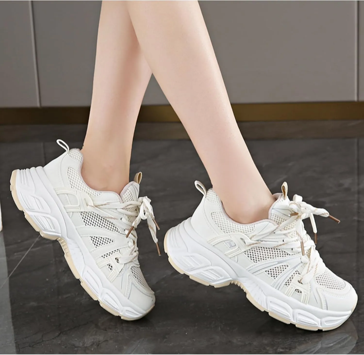 Women's Y2K Fashion Platform Sneakers 2.16" Inch Thick Sole Retro Lightweight Breathable Walking Shoes Casual Sport Workout