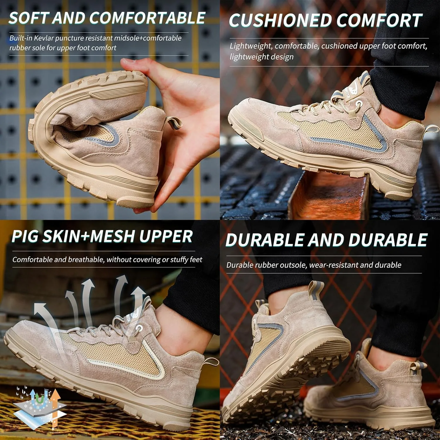 Work Boots for Men Lightweight Steel Toe Boots Comfortable High Top Safety Shoes Steel Toe Shoes for Men Indestructible Construction Boots for Men Work Shoes