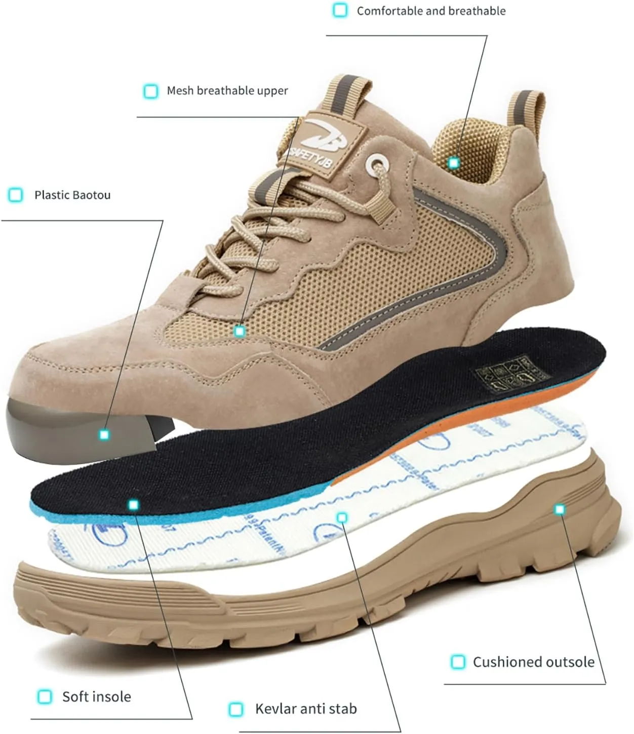 Work Boots for Men Lightweight Steel Toe Boots Comfortable High Top Safety Shoes Steel Toe Shoes for Men Indestructible Construction Boots for Men Work Shoes