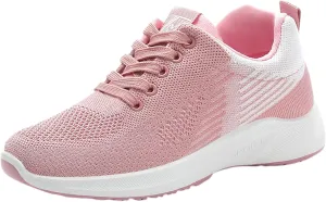 Workout Shoes for Women Lace Up Thick Sole Solid Color Walking Sneakers Lightweight Breathable Casual Running Sneakers